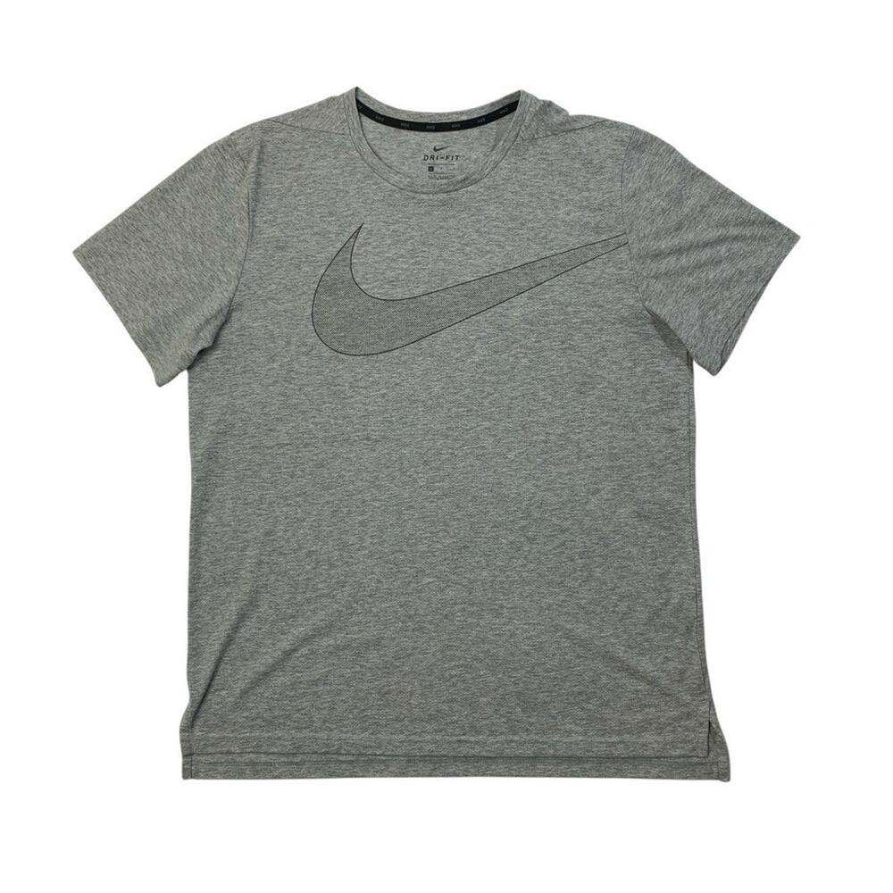 Nike Shirt Mens L Large Steel Grey Cotton Blend Short Sleeve Crew Neck Swoosh